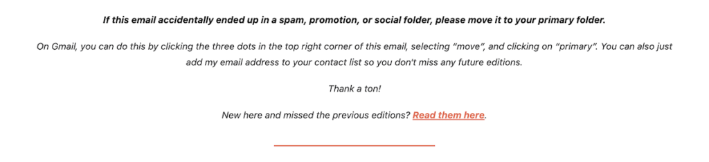 Email newsletter - Top message