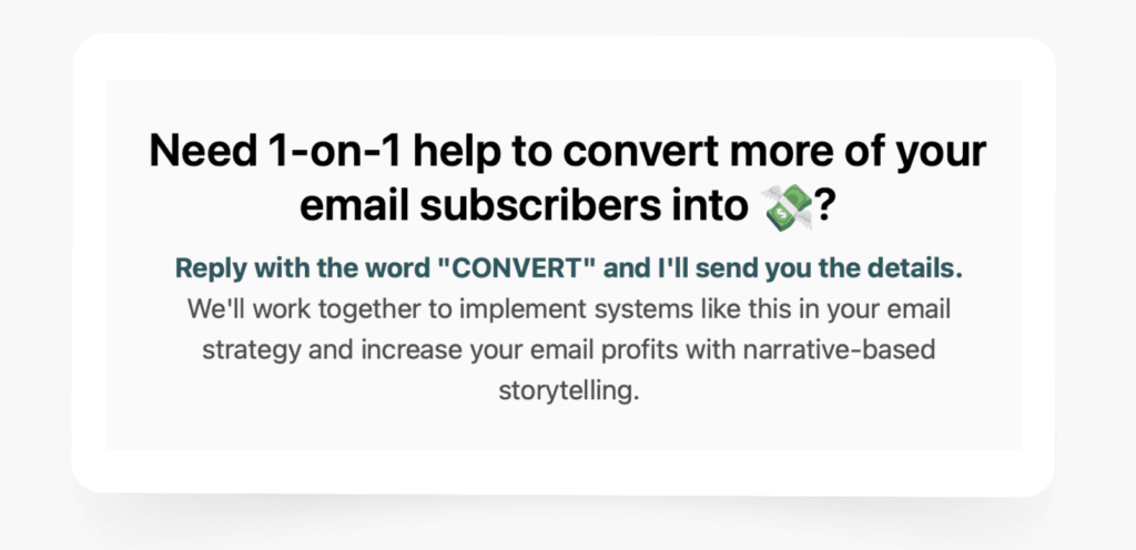 Email CTA example